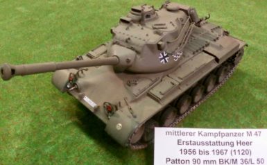 M 47, mittlerer Kampfpanzer, ab 1956, 90 mm BK, 1 MG, bis 1960 umgerüstet und dann ausgemustert, 1:35 