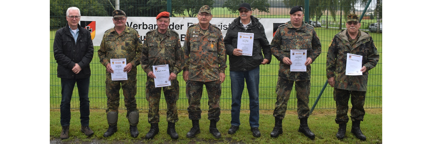 v.l.n.r. Verbandsbürgermeister Volker Mendel, Achim Friedrich, Klaus Dieter Weihrauch, Kreisvorsitzender Klaus Grollius, Klaus-Dieter Wolff, Jens Boehlke, Wolfgang Erdmann